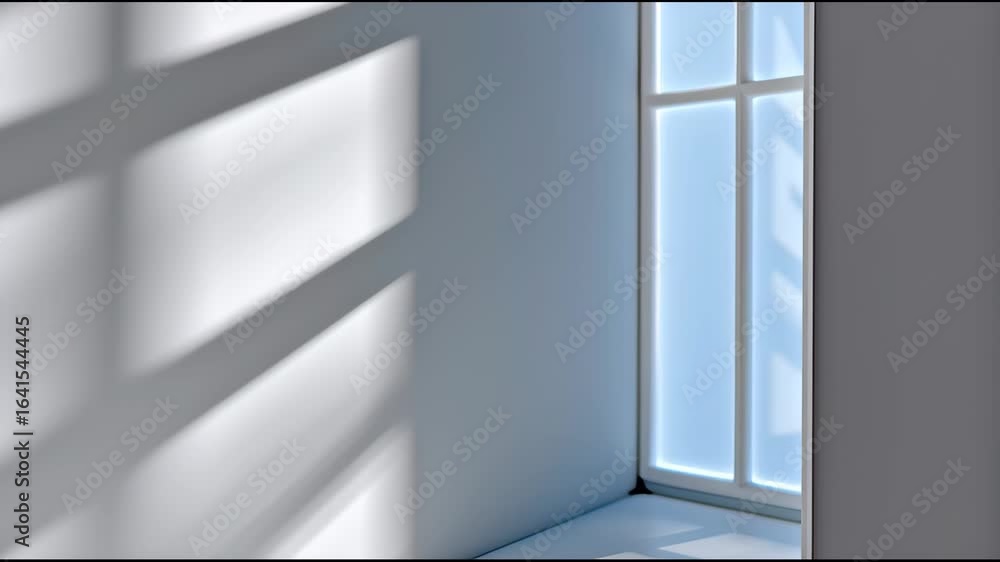 Poster light and shadow interaction in a modern window space at midday