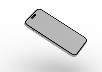High-quality image of a gray smartphone mockup, perfect for app presentations or website designs. Isolated on white back