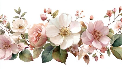 Delicate floral border in pastel shades