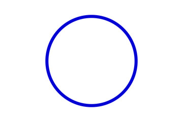 Blue outlined circle shape isolated on transparent background for design frames, geometric patterns, symbols, and graphic elements