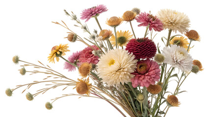 bouquet of dried flowers isolated on transparent background