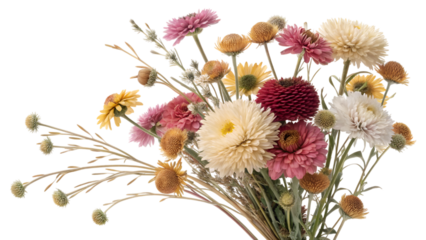 bouquet of dried flowers isolated on transparent background