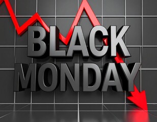 Dramatic 'Black Monday' Presentation: Financial Downturn with Red Arrow graphic