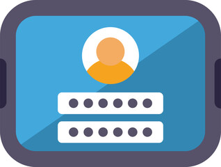 Mobile phone is displaying a user profile with a password login screen, emphasizing the importance of online security