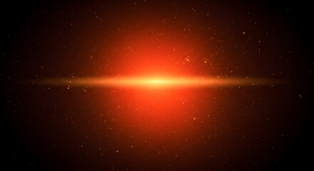 Horizontal Orange Light Flare with Floating Dust Particles on a Dark Background