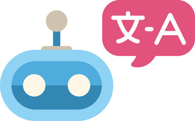 Friendly blue robot is translating languages, showcasing the power of artificial intelligence in communication