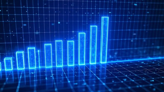 Animated financial graph showcasing business growth and success, representing statistical analysis