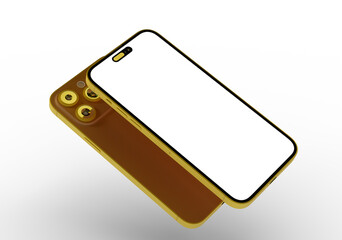 Fototapeta premium High-quality photo of a gold smartphone with a blank screen. Perfect for app presentations or website mockups.