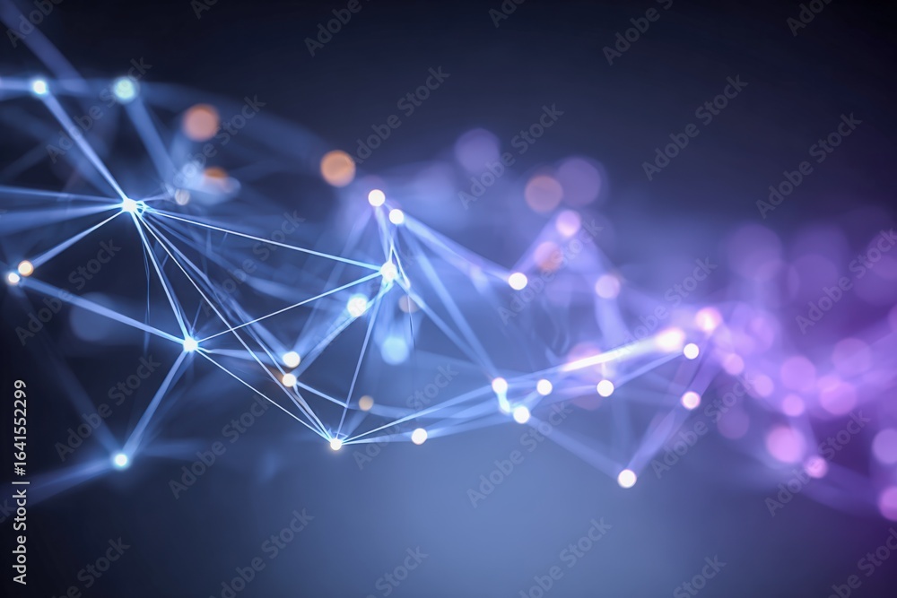 Poster abstract network mesh with glowing nodes and interconnected lines for digital communication