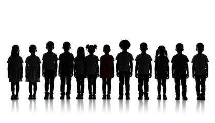 Children in a row, silhouettes