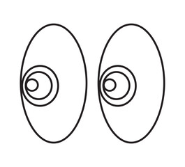 Side eye line style icon on white background isolated vector illustration