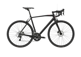 Obraz premium Black road bicycle with disc brakes and drop handlebars, isolated on transparent background