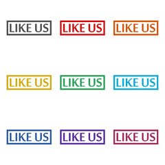 Like us sign icon isolated on white background. Set icons colorful