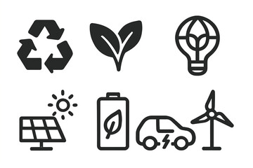 Exploration of renewable energy symbols highlighting sustainability and eco-friendly practices in modern technology