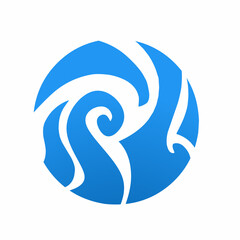 Abstract Ocean Wave Circle Logo Design