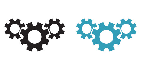 Gears icon set. Setting gears icon. Collection of mechanical cogwheels. Simple Gear wheel collection. Gear icons. Vector illustration with cogwheels sign set.