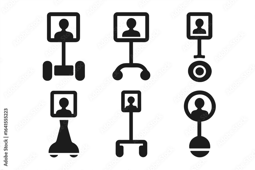 Poster different types of robotic telepresence devices used for remote communication and interaction in mod