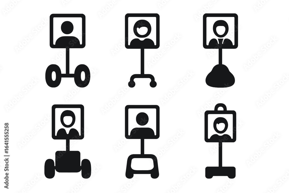 Poster different types of digital avatars and interactive figures designed for virtual presence and communi