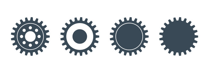 Gears collection. Gear settings icons. Set of black gear wheels. Gear icon vector set. clockwork illustration sign collection. Mechanics symbol. EPS 10