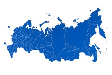 Obraz premium Detailed Russia Map Showing Administrative Divisions in Blue