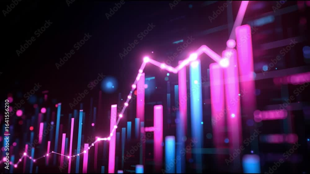 Poster insights on market trends and analytics in finance with colorful data visualization