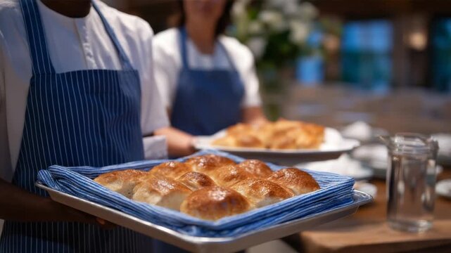 Join our community outreach event where volunteers serve meals in a welcoming church hall setting.