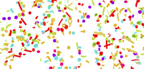 Vibrant confetti falling on white background. Perfect for festive designs, celebrations, and party themes.