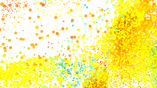 Vibrant yellow, orange, and blue bubbles on white. Perfect for presentations or websites.