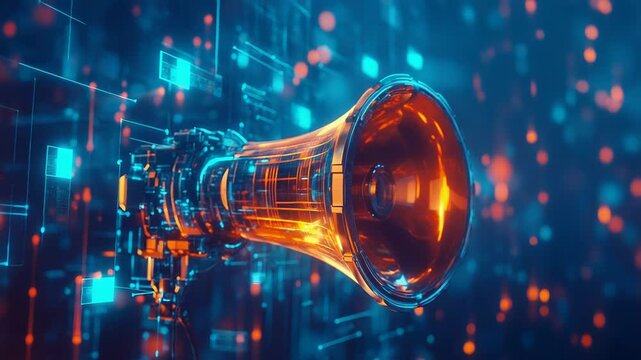 Digital megaphone broadcasting information across futuristic network