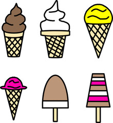 Ice Cream Icon Set With Colorful Style – Vector Illustration