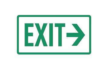 Green Emergency Exit Sign with Bold Text and Right Arrow Direction, Safety Signage for Buildings, Clear Guidance for Emergency Evacuation, Indoor Safety Symbol, Modern Vector Illustration