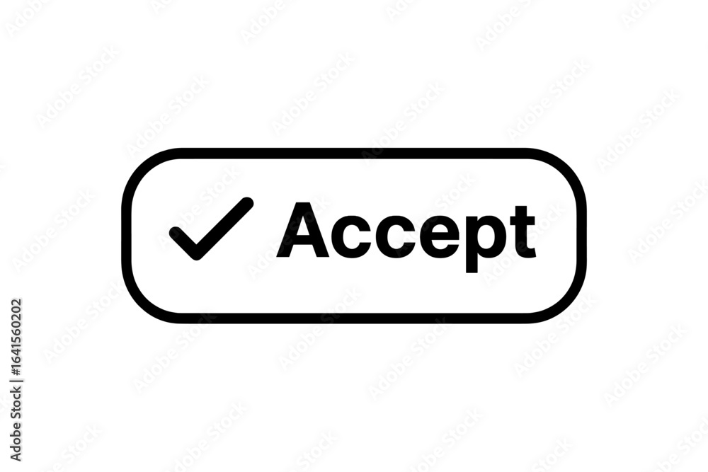 Poster accept button vector icon. black checkmark confirmation symbol with 