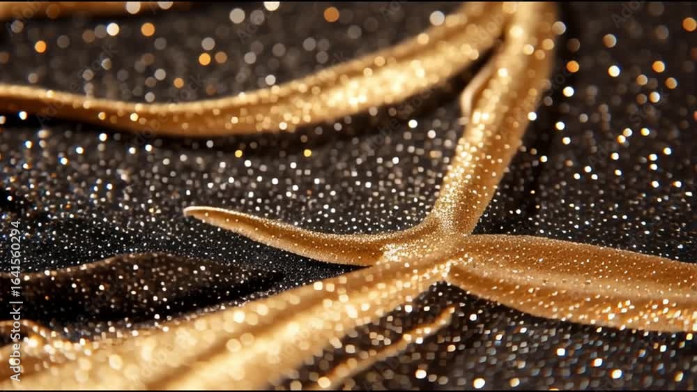 Poster stunning gold and black abstract visual with sparkling details in a close-up view highlighting the b