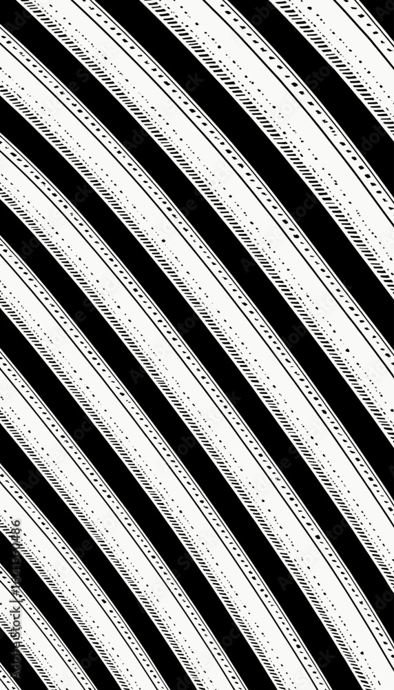 Aufkleber black and white abstract curved lines creating visual rhythm