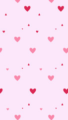 Cute heart pattern on pink background in pastel colors  