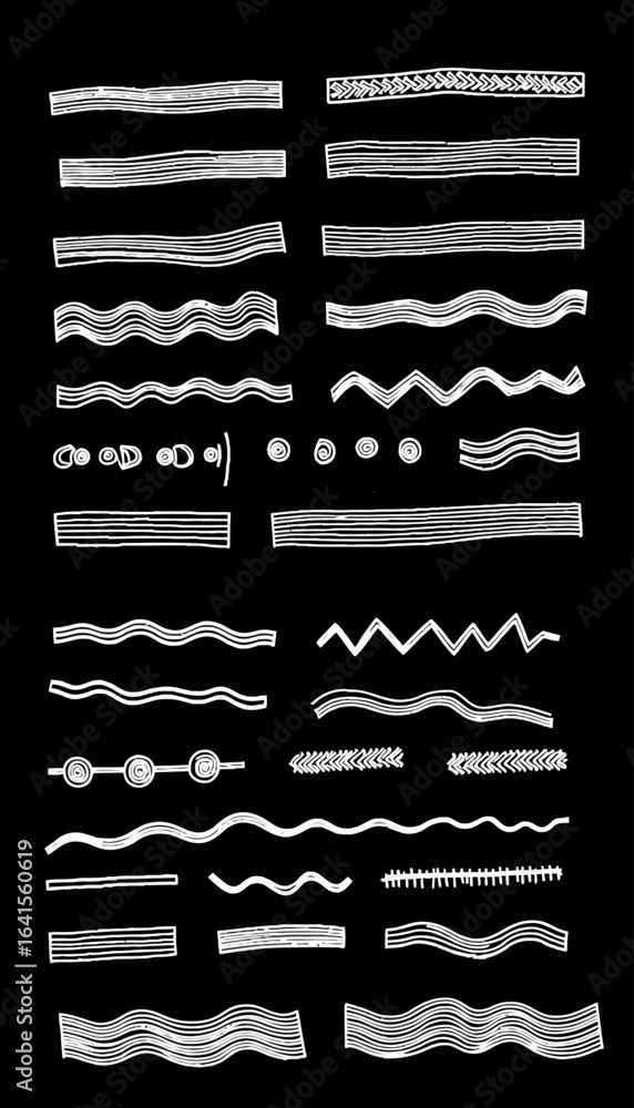 Poster abstract white line patterns on black background for design