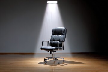 Executive Chair Under Spotlight Concept For Leadership Promotion Or Job Interview