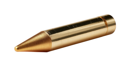 Precision Bullet: A detailed macro shot of a pristine brass bullet. Revealing its sleek, pointed shape and polished surface, capturing its intrinsic metallic essence. 