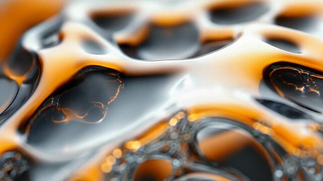 Metallic orange and silver abstract shapes creating a modern and futuristic design