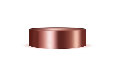 Round bronze podium isolated on white background. Can be used for product demonstration. Realistic vector illustration.