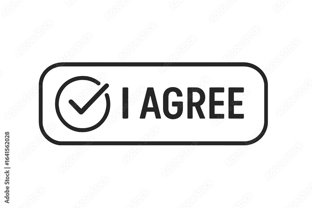 Poster i agree button vector graphic, web user interface agreement concept, accept checkbox icon, consent a