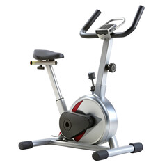Silver Exercise Bike with Adjustable Resistance on Black Background