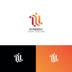 Modern Synergy Logo with Orange and Red Gradient Design