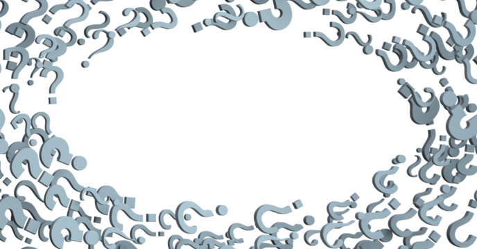 question marks background. 3D Rendering.