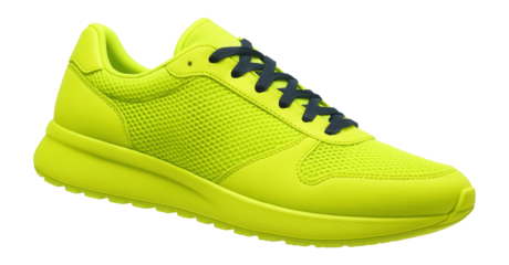 Bright neon running sneakers with breathable mesh upper