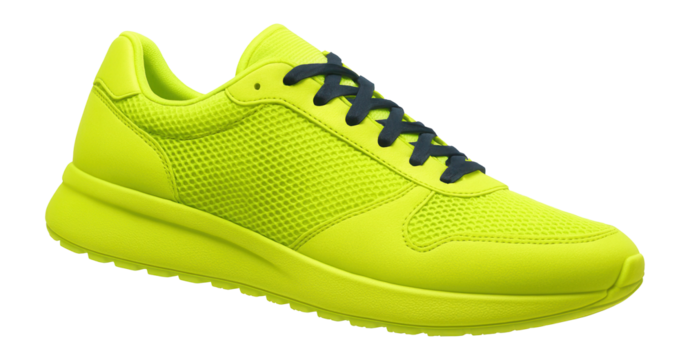 Bright neon running sneakers with breathable mesh upper
