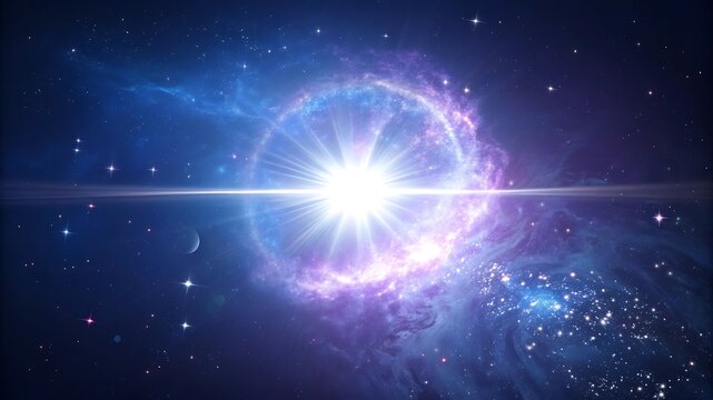 Bright starburst nebula with cosmic dust space galaxy