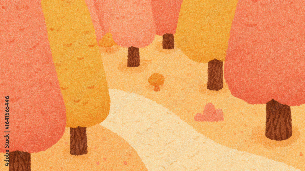 Poster autumn forest path with colorful trees and warm atmosphere