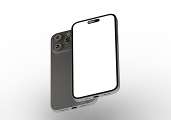 High-quality image of a modern smartphone mockup with a blank screen, perfect for app presentations or website designs.