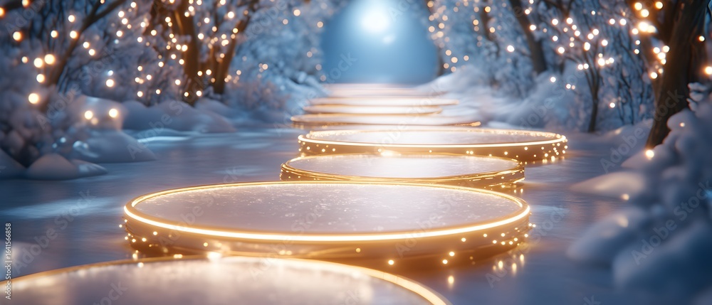 Poster a path of snow with a series of circles on it